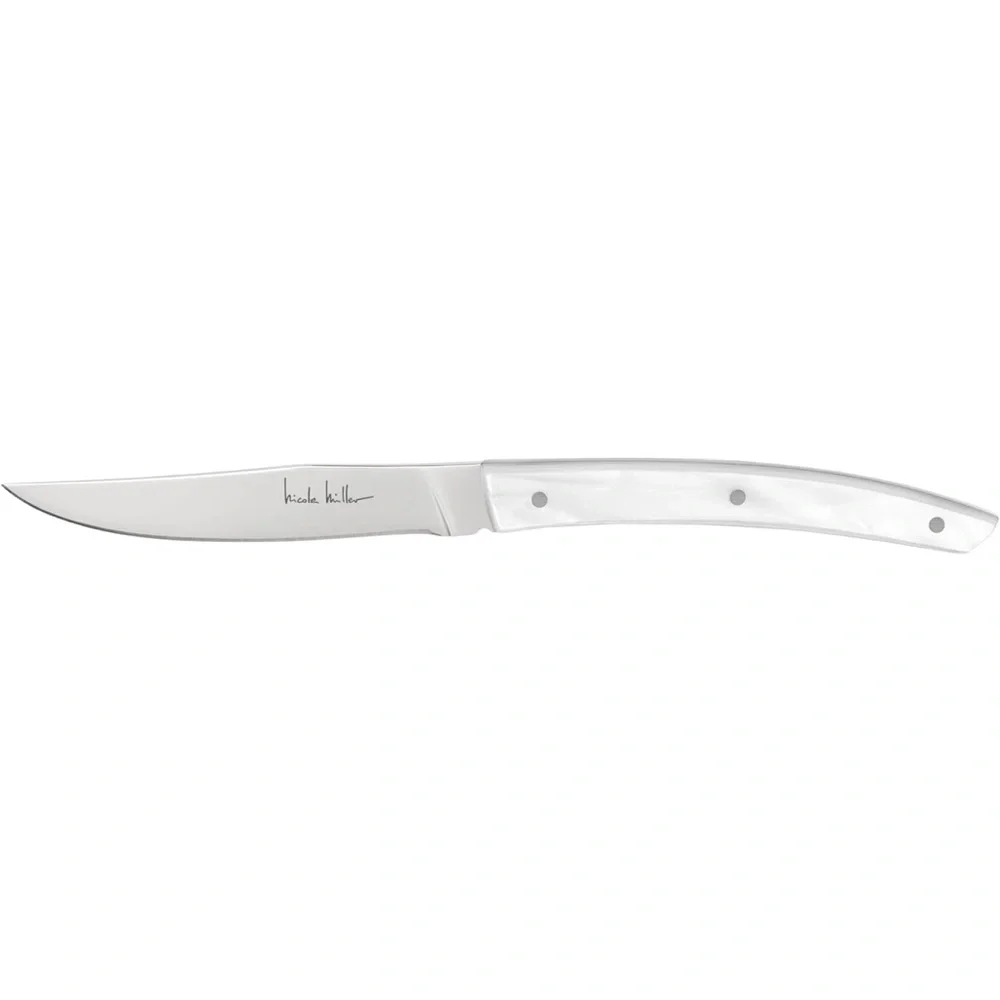 NEW Nicole Miller 8-Piece French Style Steak Knife Set With Elegant Wooden Case